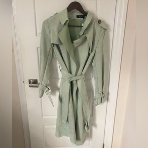 Sage green suede trench